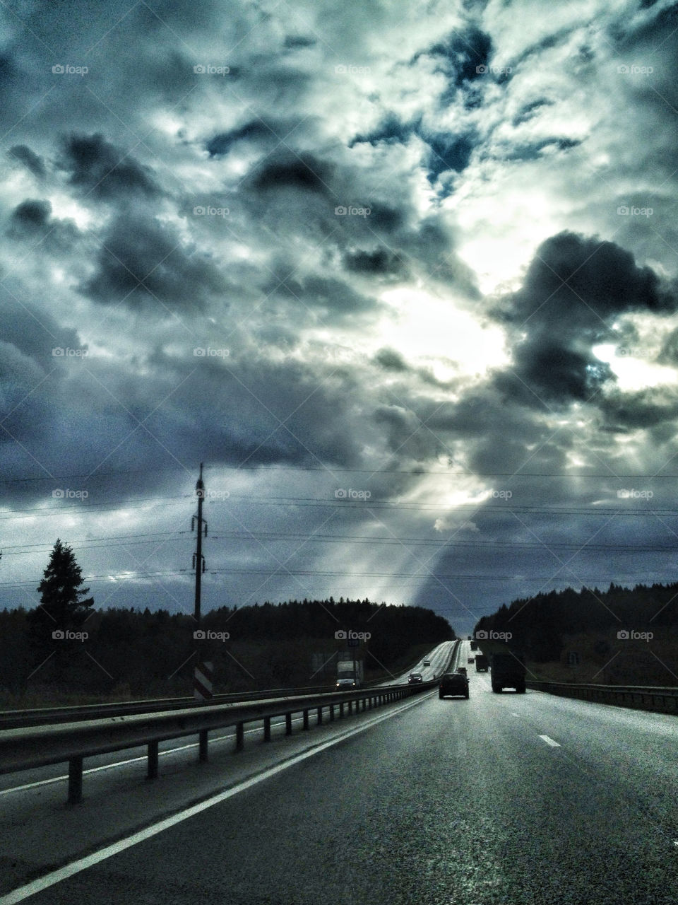 sky clouds sun forest by vsusov