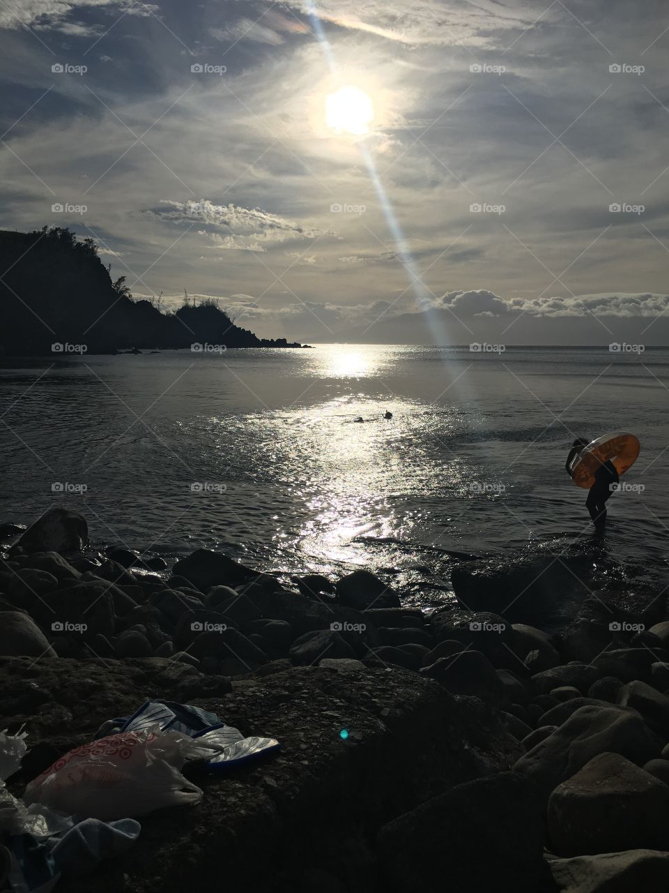 Silhouette of a person at beach