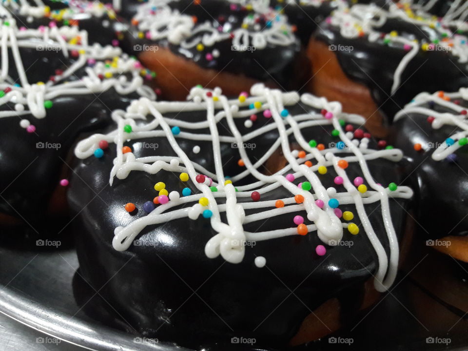 Close-up of choclate donut