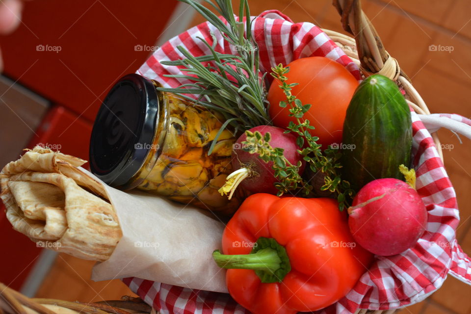 Directly above view of vegetable