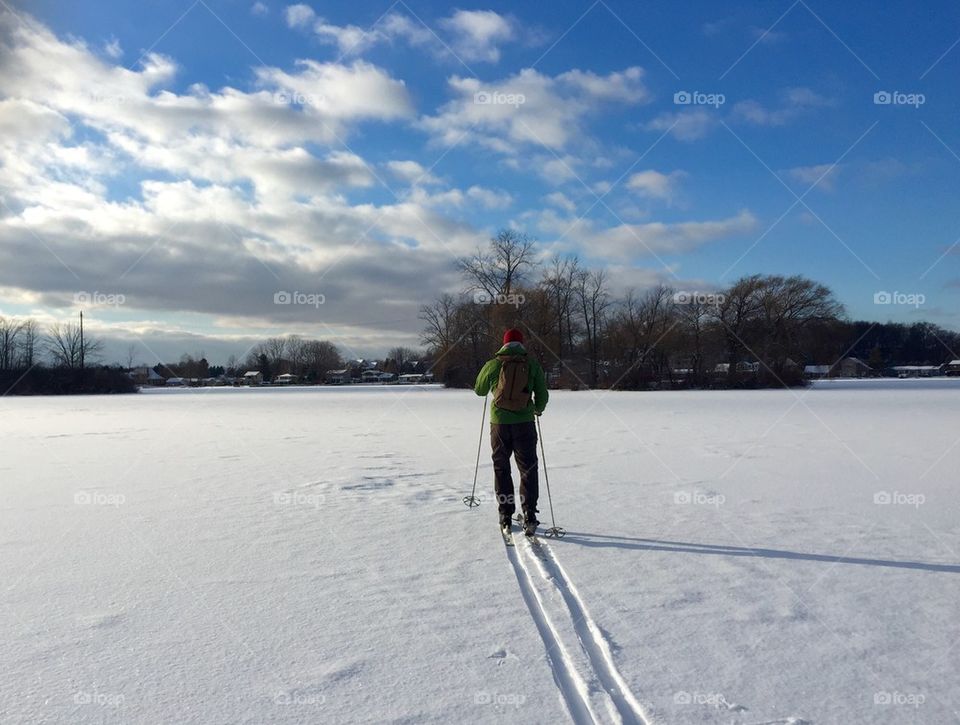 Skiing the frozen lake