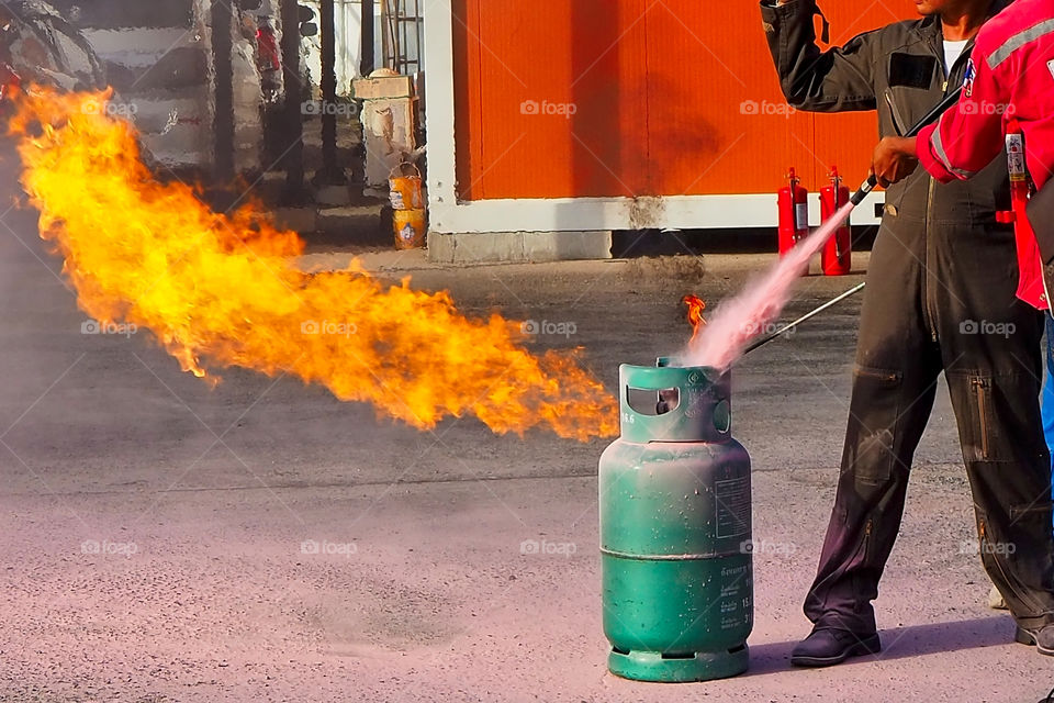 Proper fire extinguishing drill
