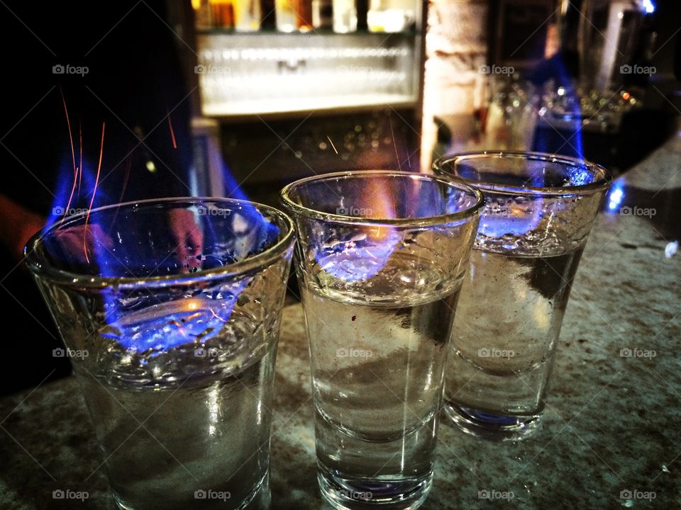 Sambucca shots on fire