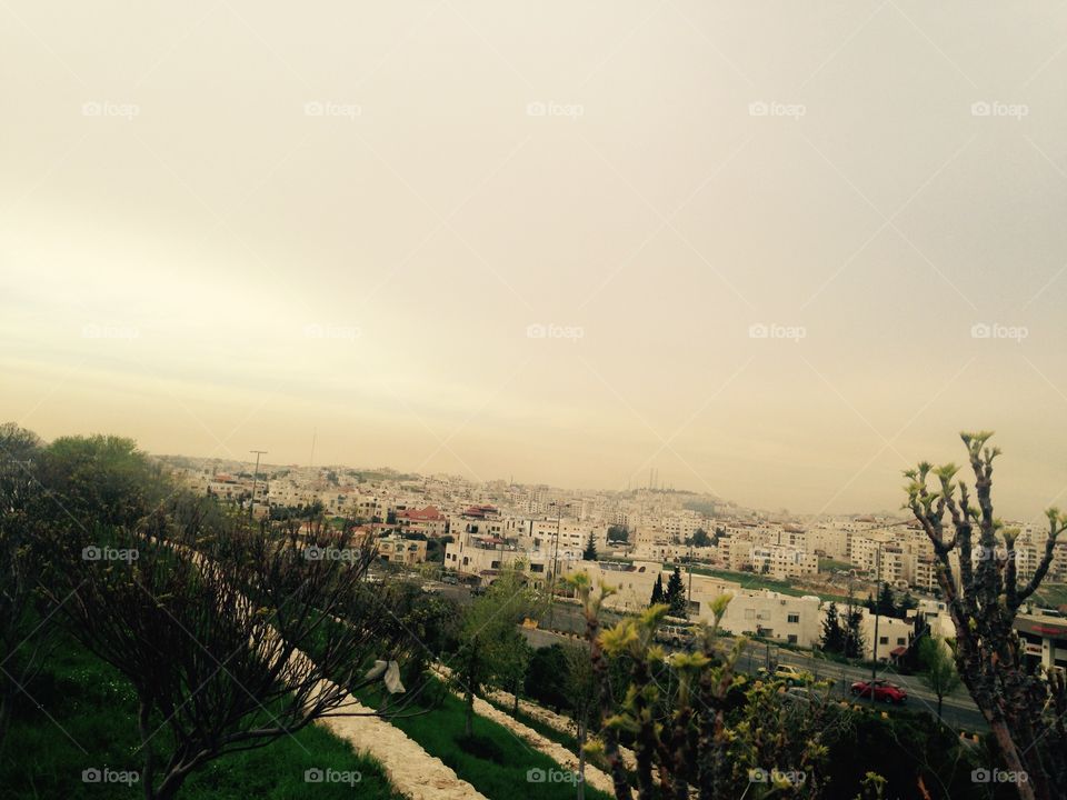 Good view sky and city in jordan 