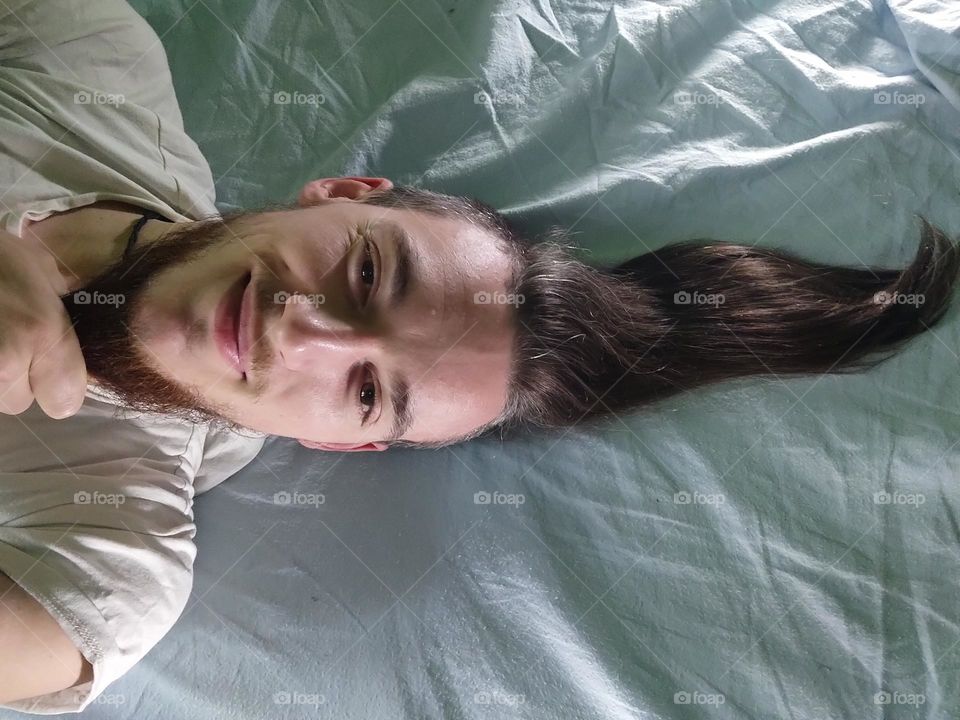 a man with long hair