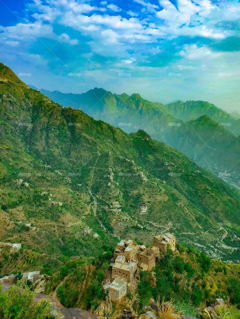 Glory be to God, the magnificent and picturesque view and the natural green trees are a view that is nothing more wonderful than it