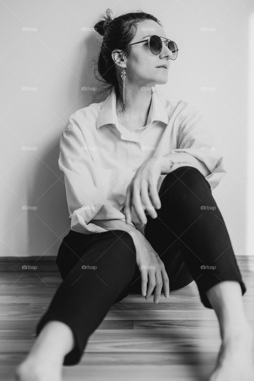 portrait of person in black and white color
