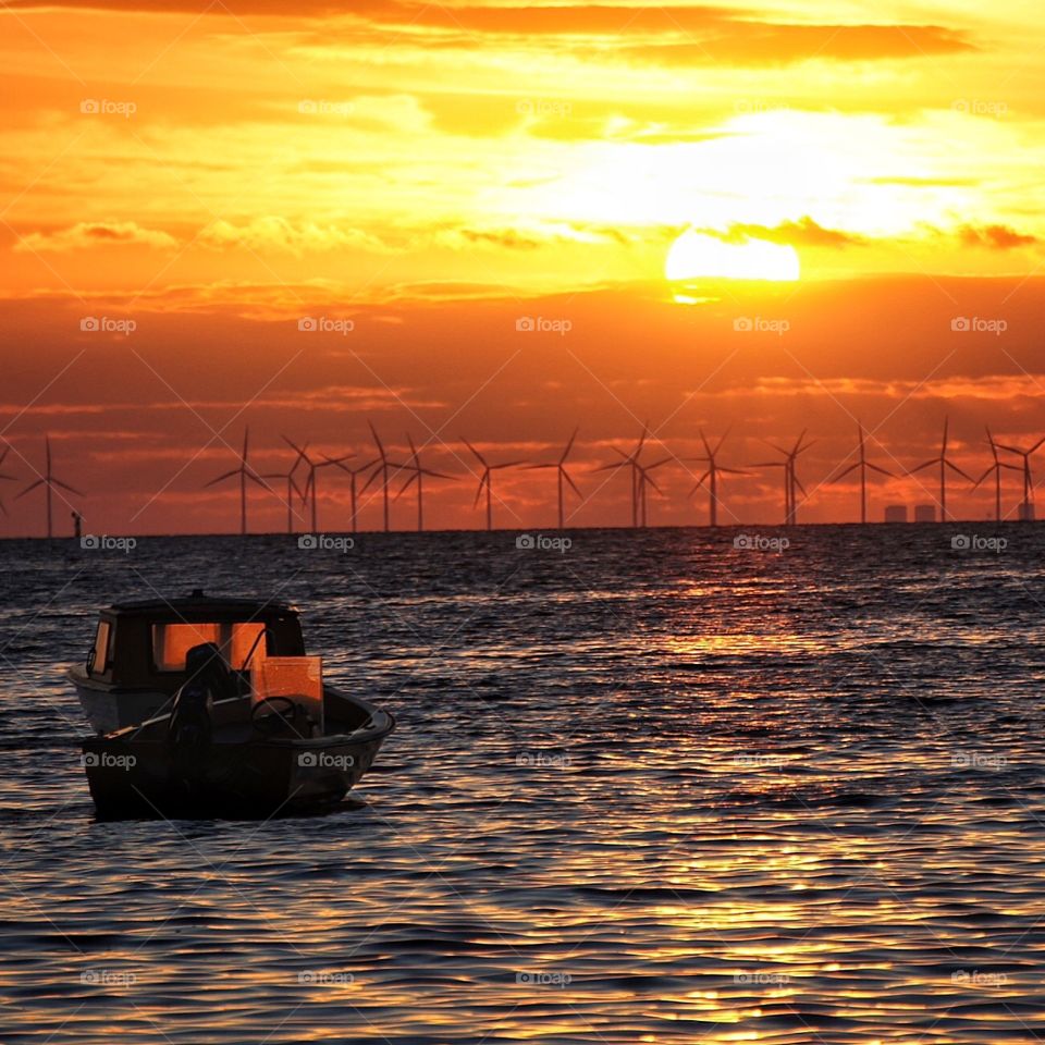 Boat in sunset 