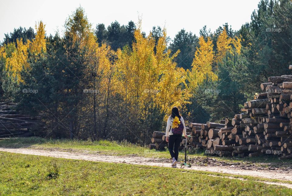 girl walking outside beautiful nature landscape best place for resting