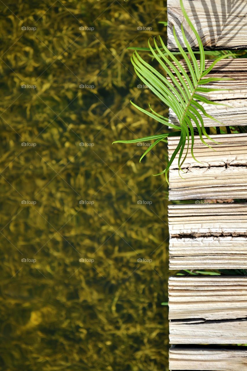 distressed wood dock. Weathered wooden dock over water