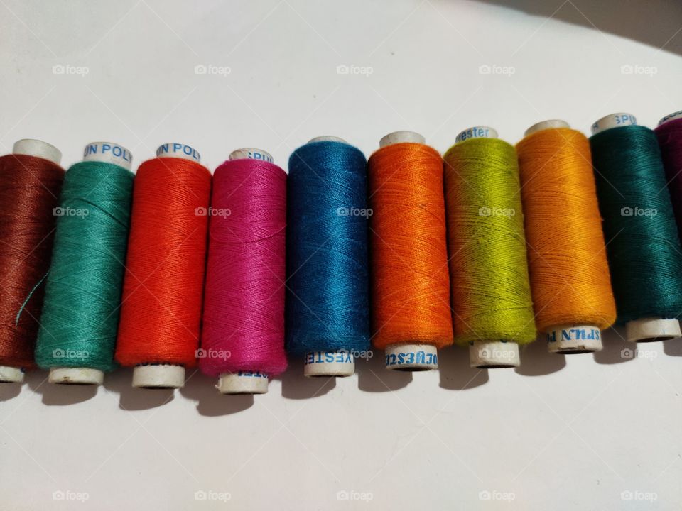 different colours thread for stitching