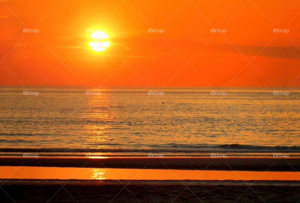 Orange sunset in the Netherlands