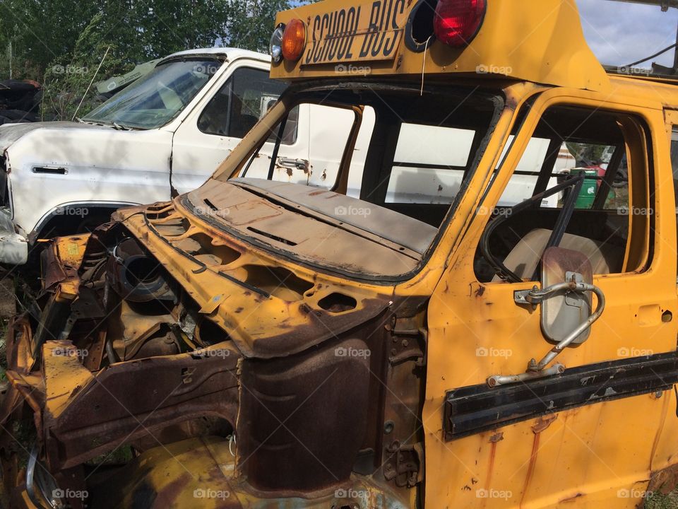 Schoolbus of a junkyard