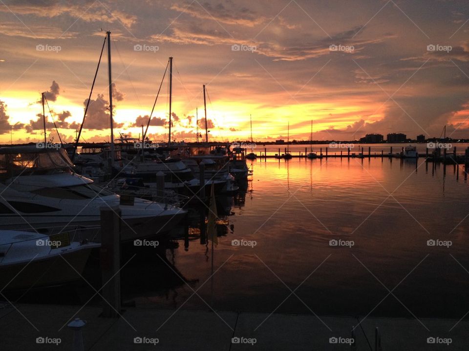 Boats at sunset