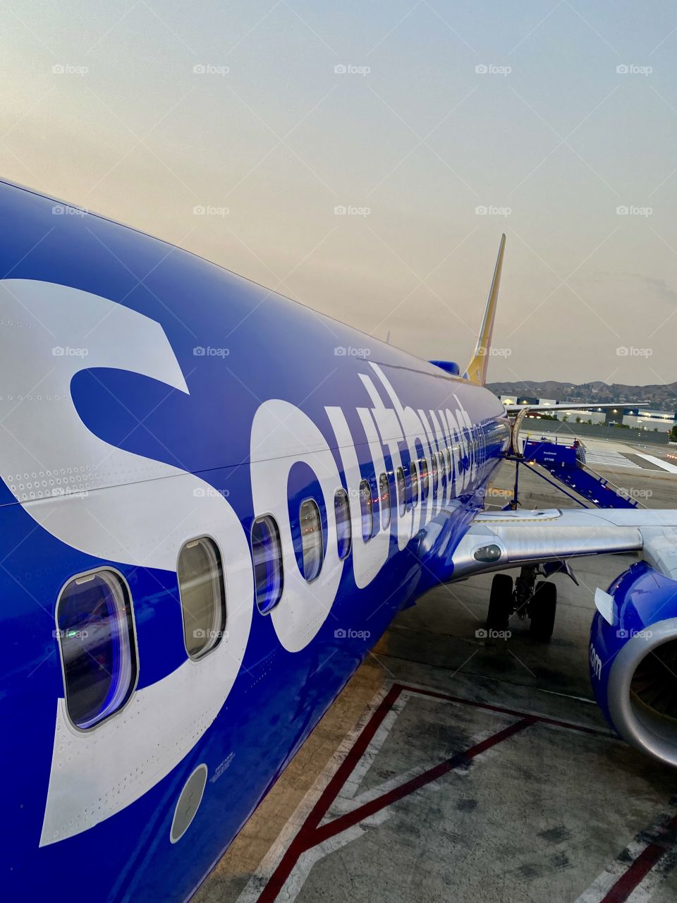 Boarding a Southwest Airlines Boeing 737 at Hollywood Burbank Airport (BUR) in Burbank California 