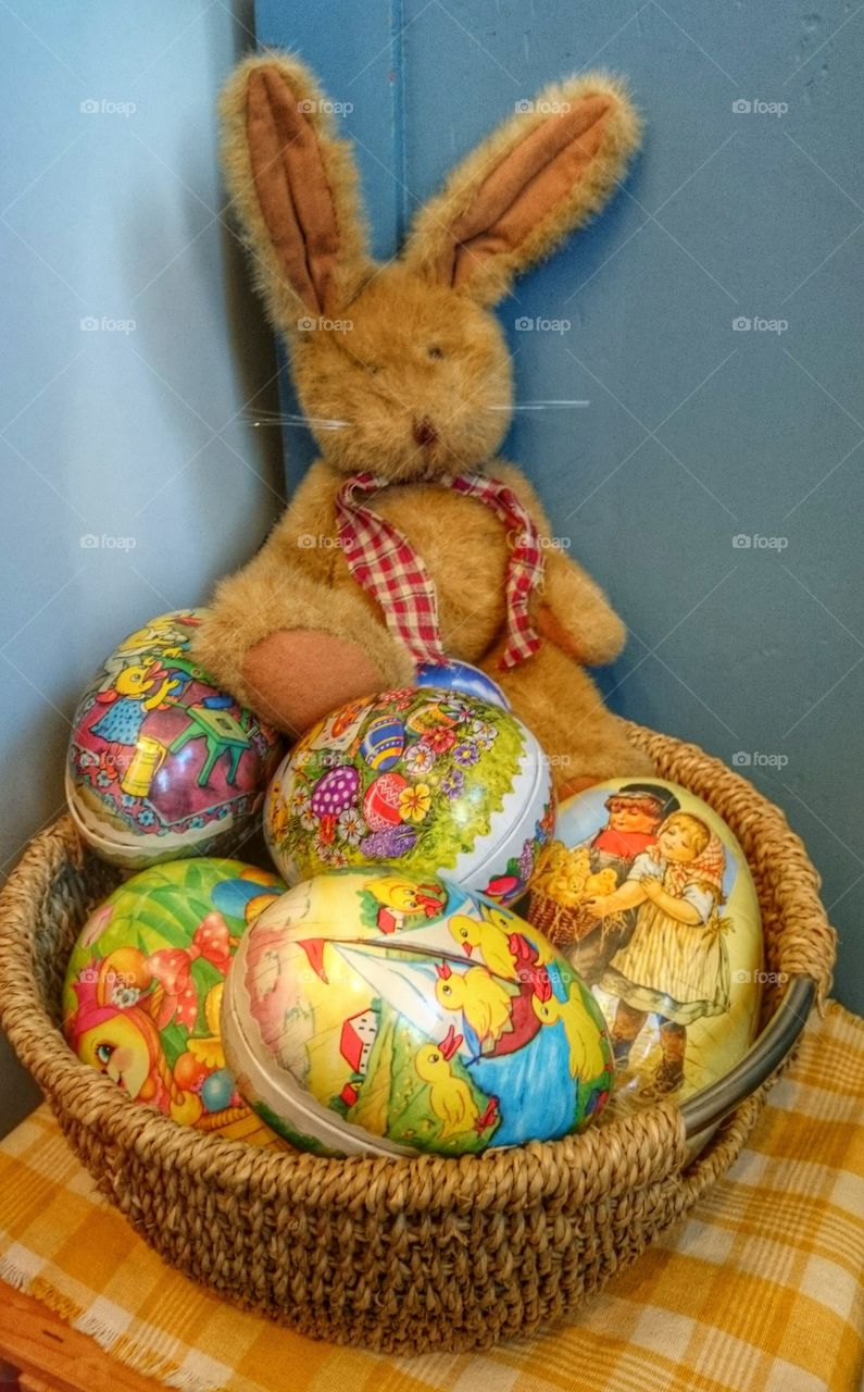 easterbunny with eastereggs . easterbunny with eastereggs 