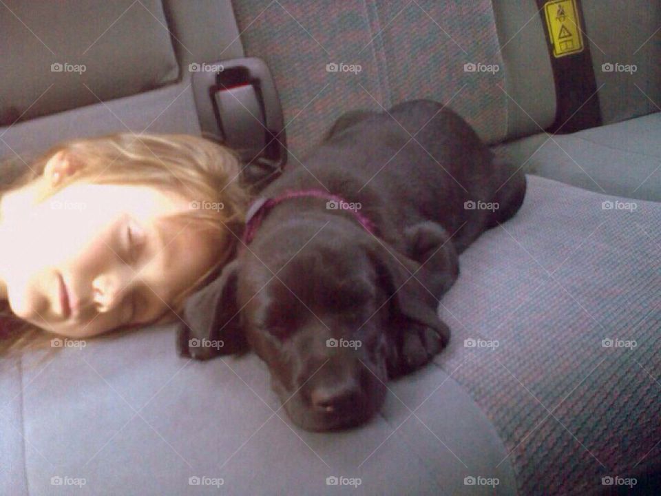 child sleeping funny puppy by severina1