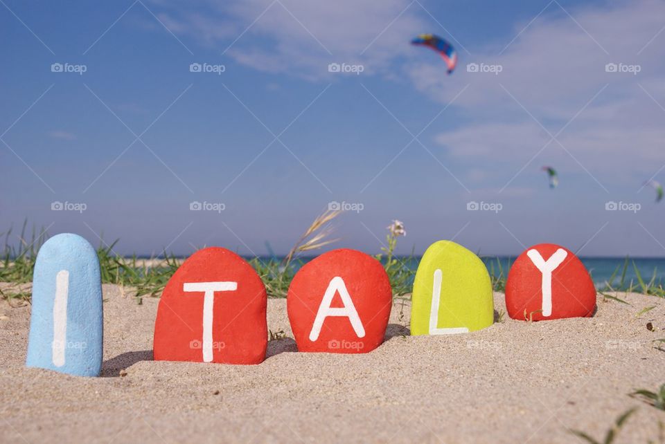 Italy, souvenir on colourful stones