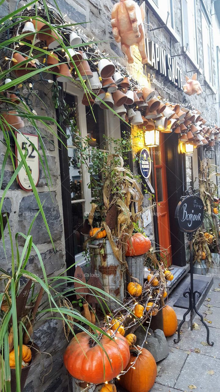 Old Quebec in October autumn decor