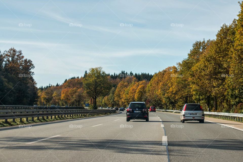 German autobahn in the fall 