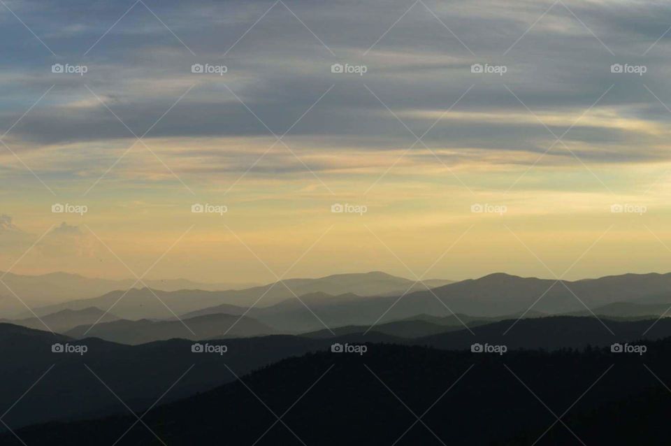 Mountain, Landscape, Sunset, Fog, No Person