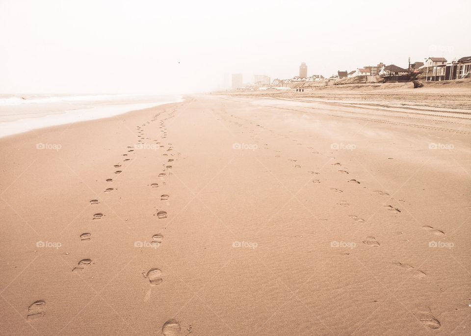 Footprints at the beach 
