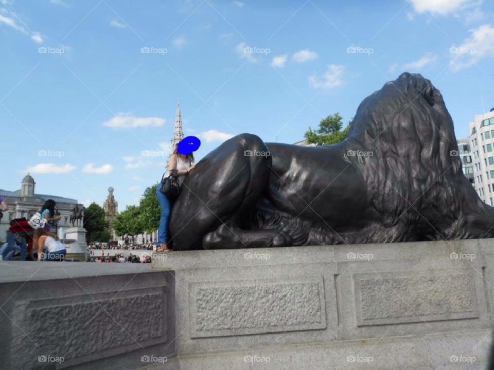 Lions at Trafalgar Square. Image to remain to your imagination. (Unintentional)