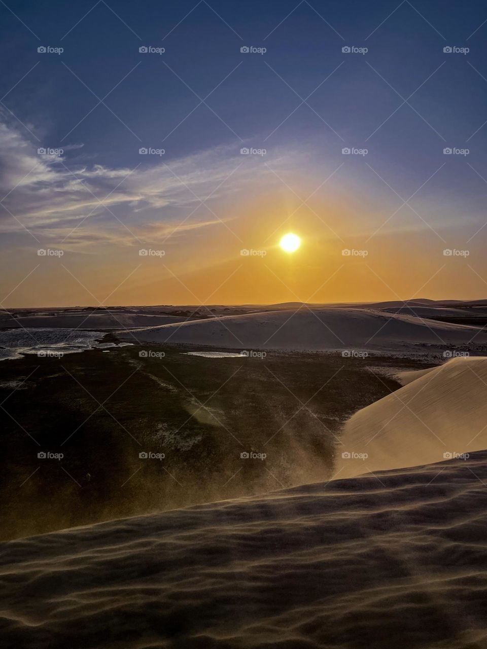 Sunset over the beautiful dunes on the Brazilian coast.