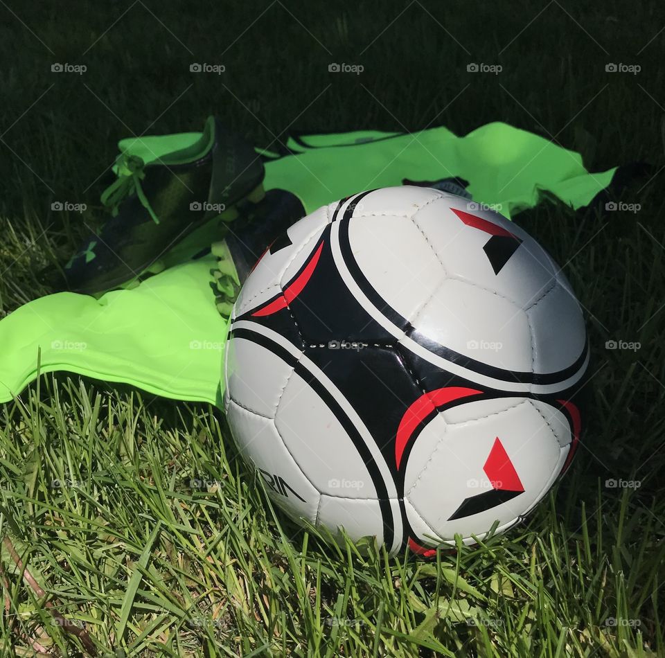 Soccer ball and uniform