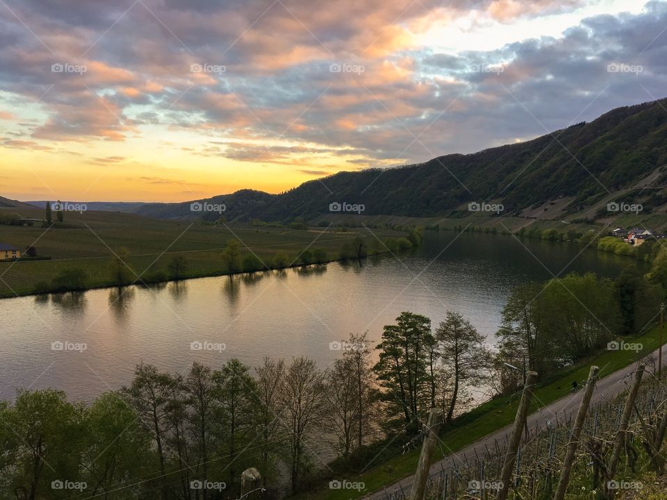 Moselle Landscape at Sunset Germany 