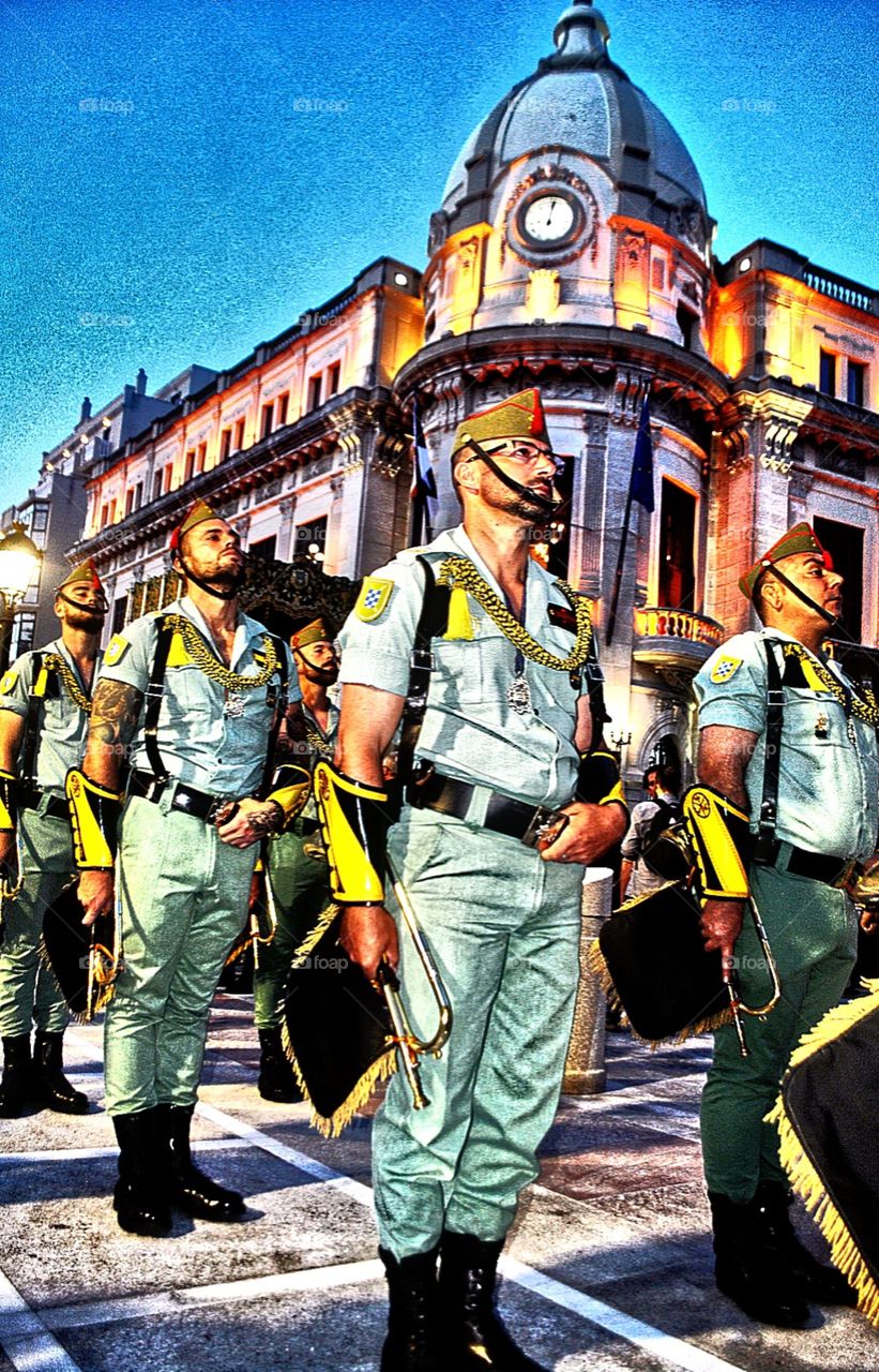 Banda de Guerra del 2 Tercio de la Legión, desfilando en la Semana Santa de Ceuta 2019. primera tonalidad.