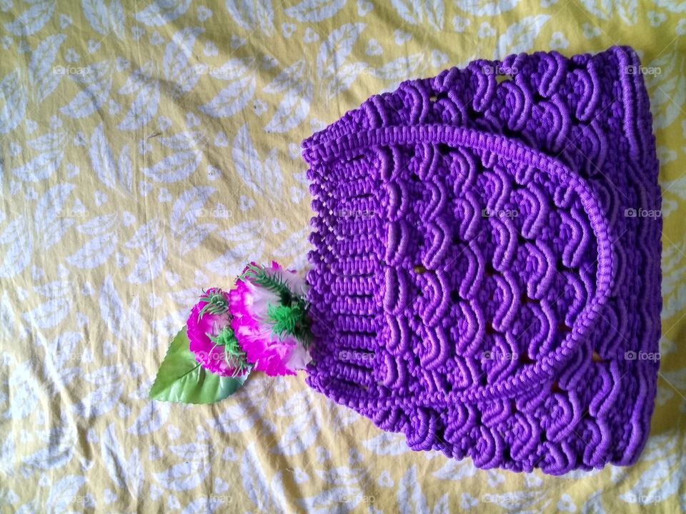 purple bag with purple flower