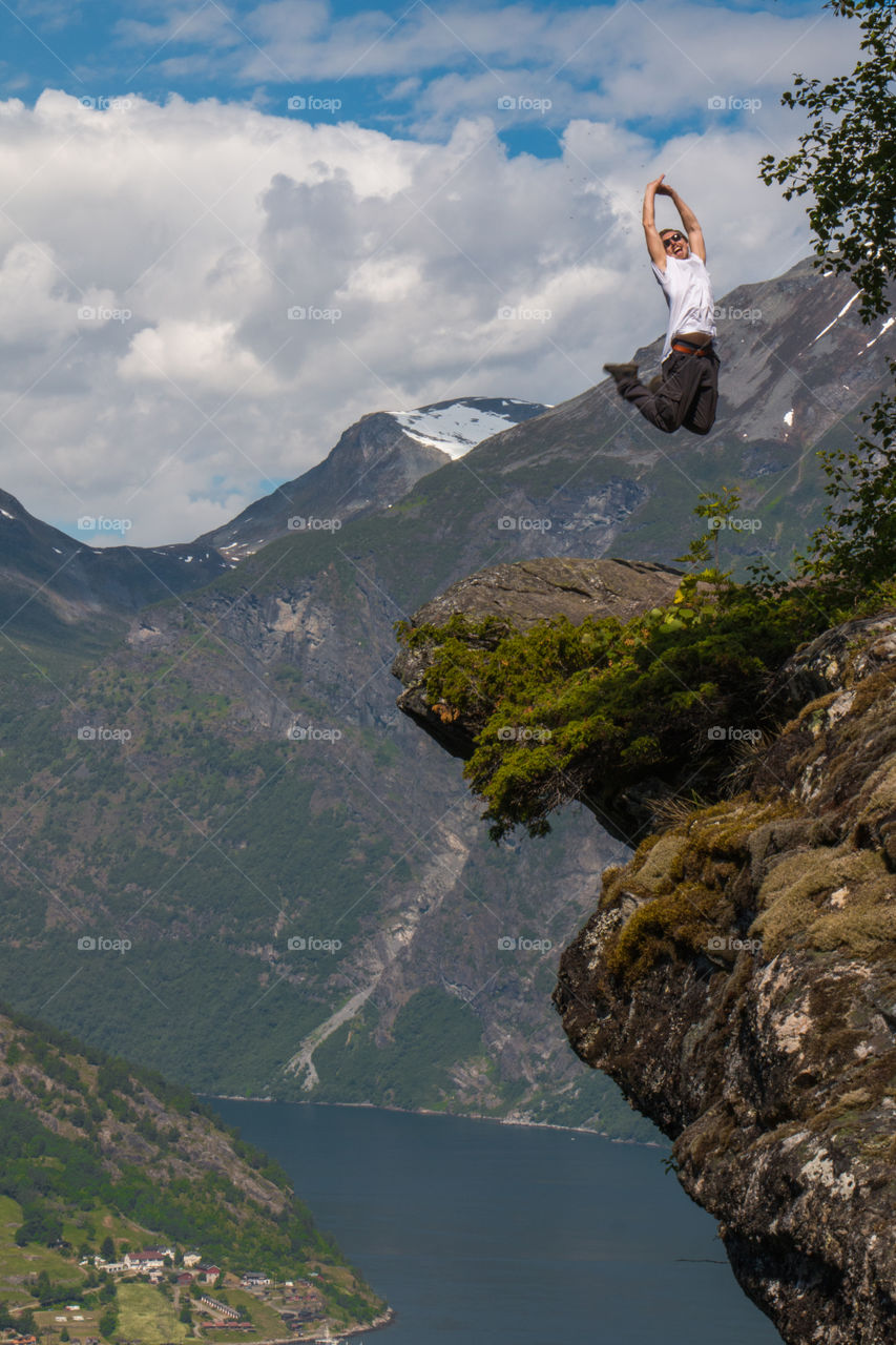 Cliff Jump in Geiranger, Norway