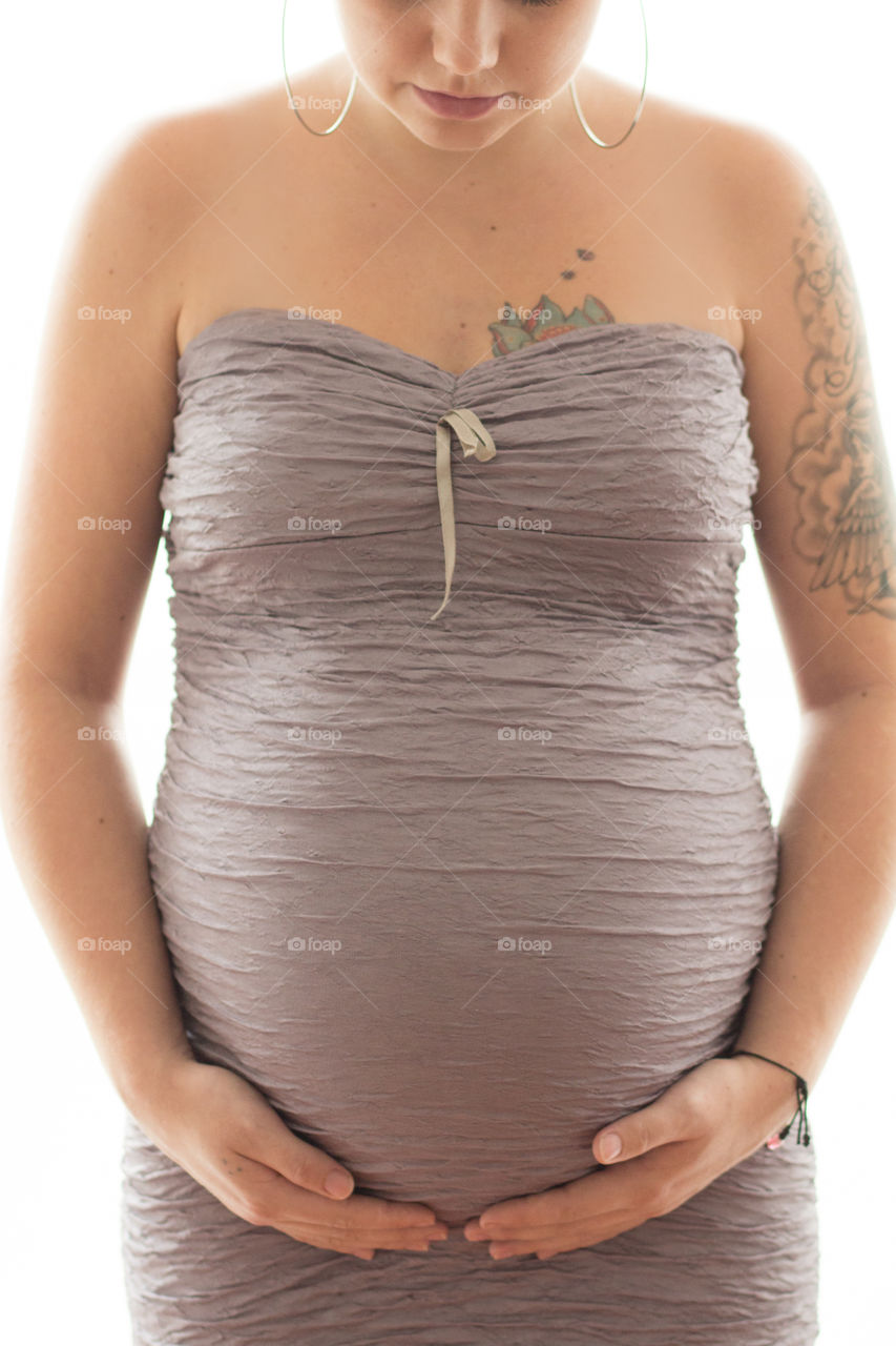 Pregnant Belly Grey dress