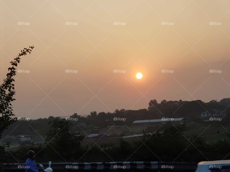 The sunset at Dimapur, NAGALAND,  the Indian city
