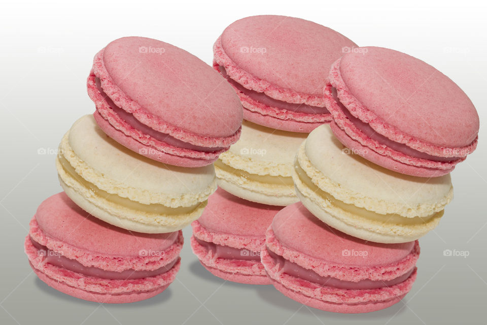 Delicious sweet pink and white macaronis