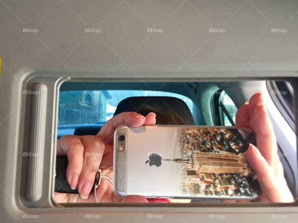 Taking selfie in a car