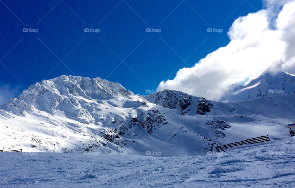 In the shadows of 7th Heaven ski run at Whistler Blackcomb Mountain.