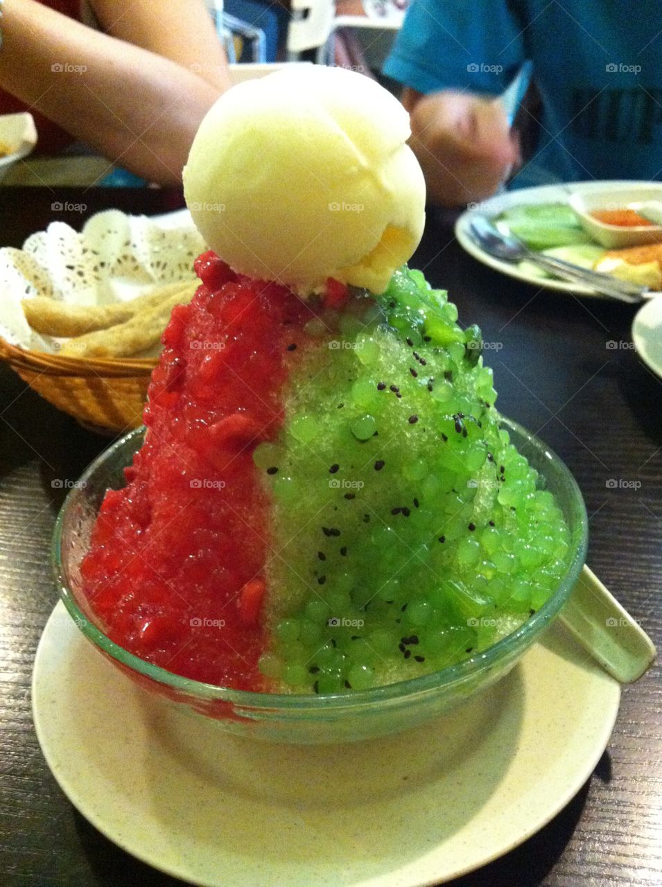 colourful ice with ice cream