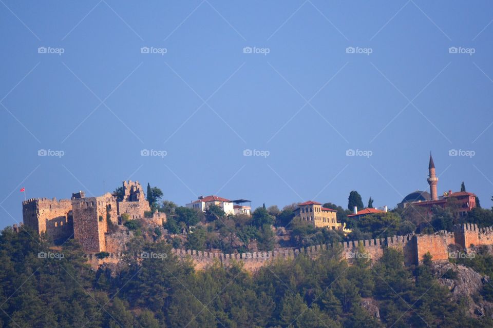 Castle on a mountain in Alanya turkey