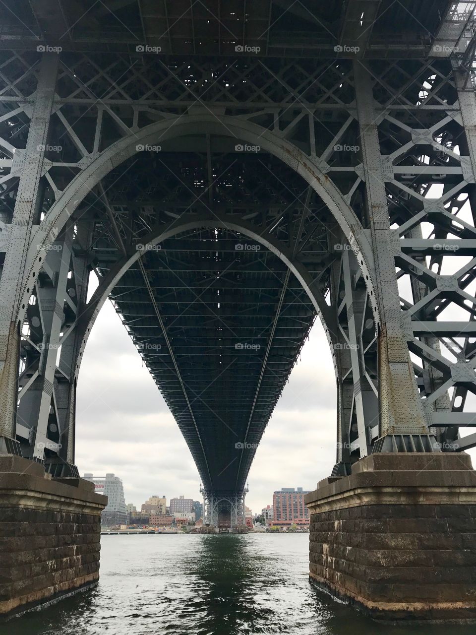 Under the bridge, East River, NYC