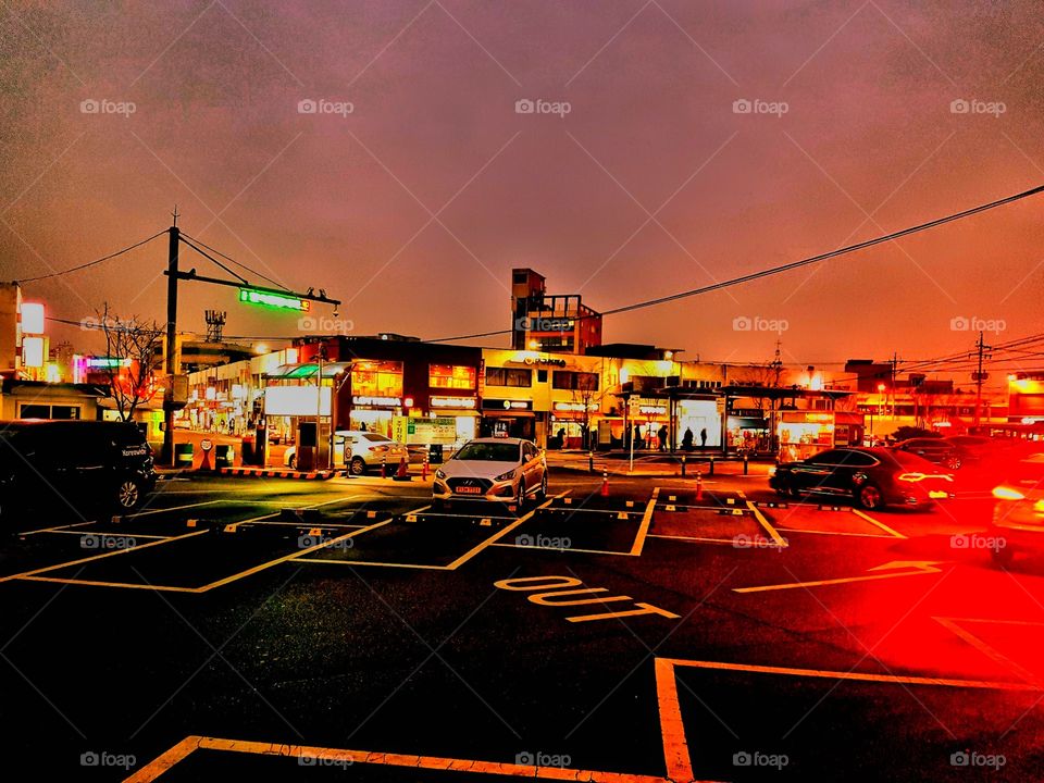 beauty at night in daego south korea.
i really love watching the outside beauty at night. it's lovely better than day because of the beautiful lights sparkling everywhere.
this is the place where car who travel far will stop by for cr &some snacks.