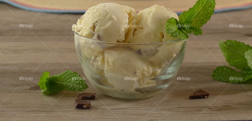Delicious ice cream in bowl