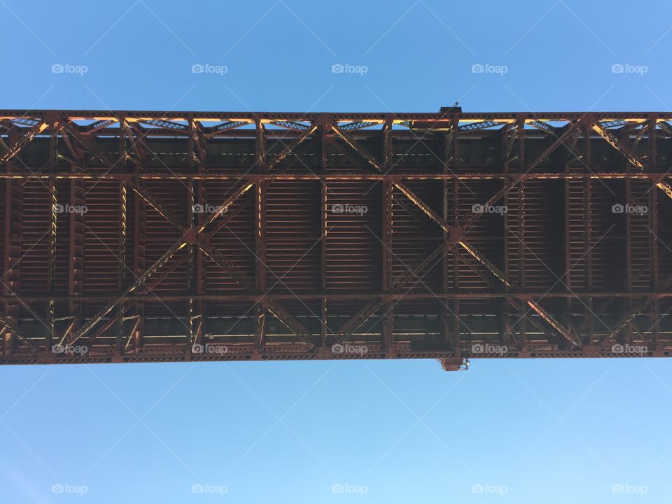 View of the Golden Gate Bridge from directly below