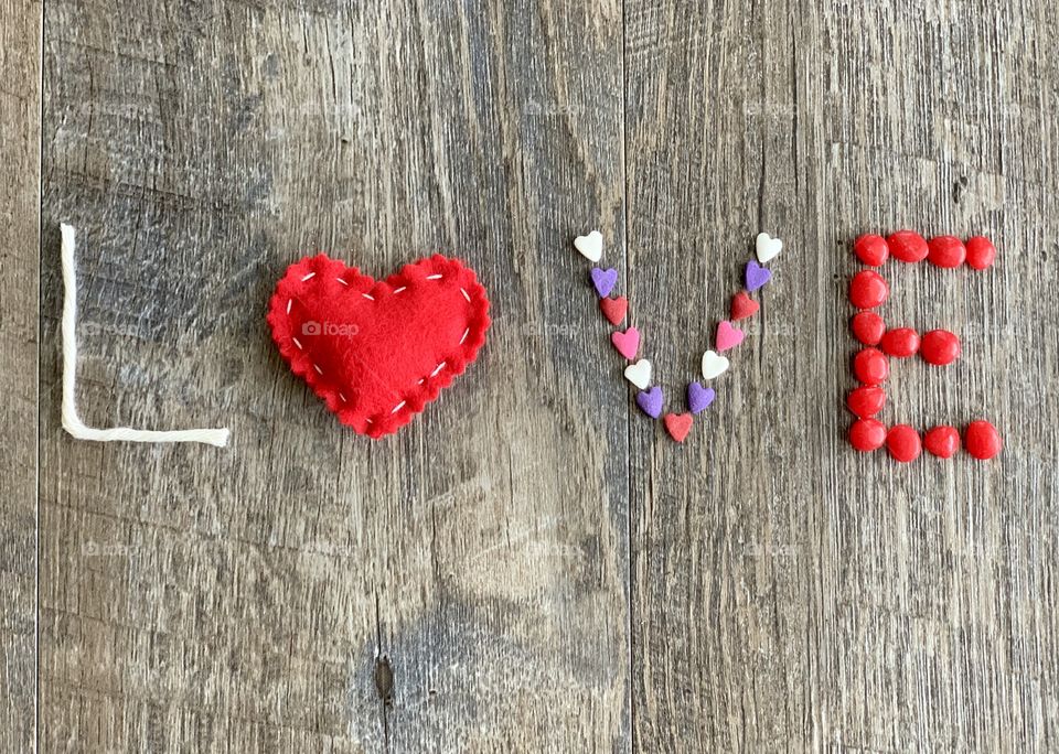 Love spelled out in Candy