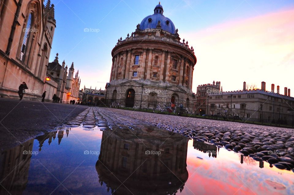 Puddle fun with Radcliffe camera in Oxford 