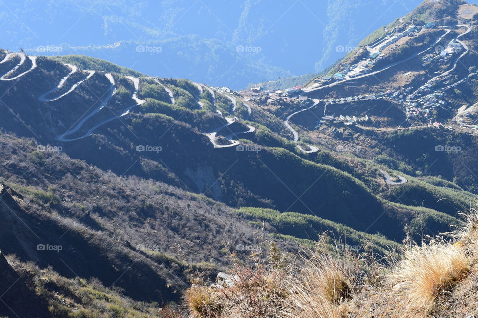 mountain zigzag road