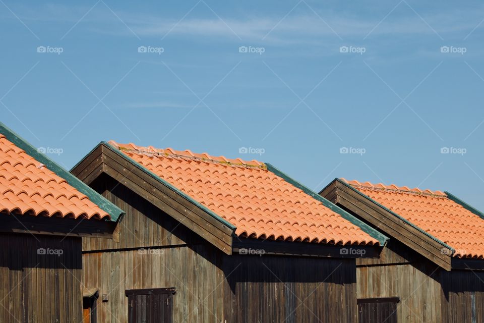 Beach huts in Costa Nova of Aveiro, Portugal 