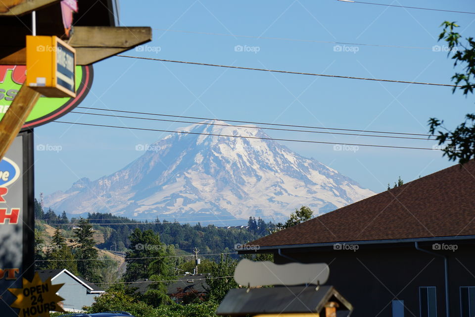 Mt. Rainier from Pacific, WA. Getting a Majestic view from an urban environment.