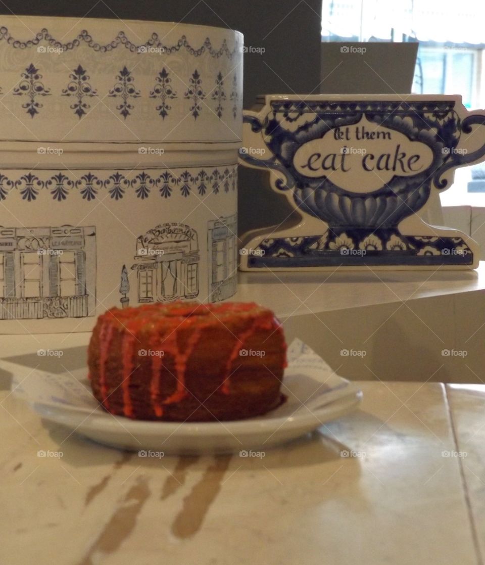 Delicious cake in plate